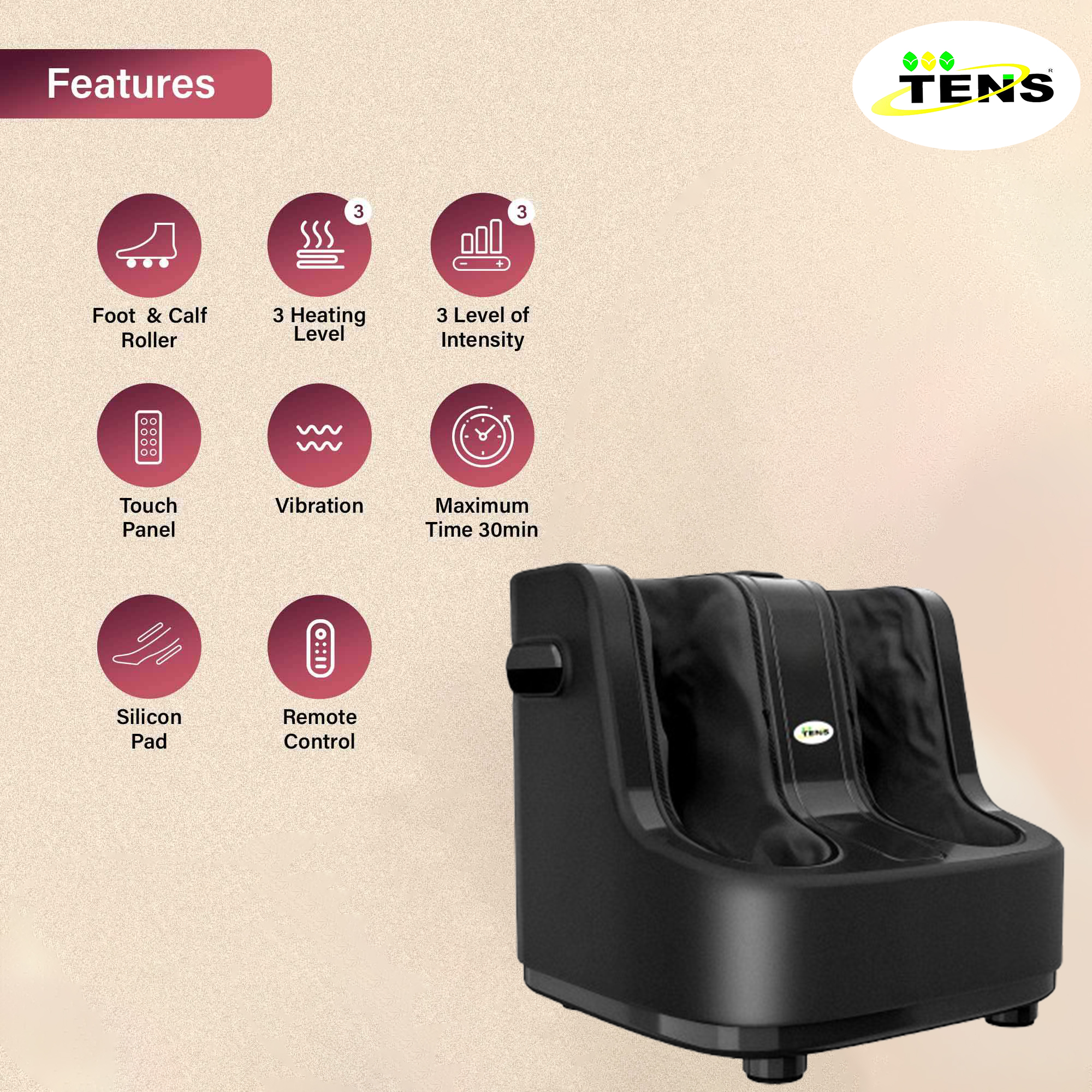 TENS-4 Black Leg Massager - Gallery