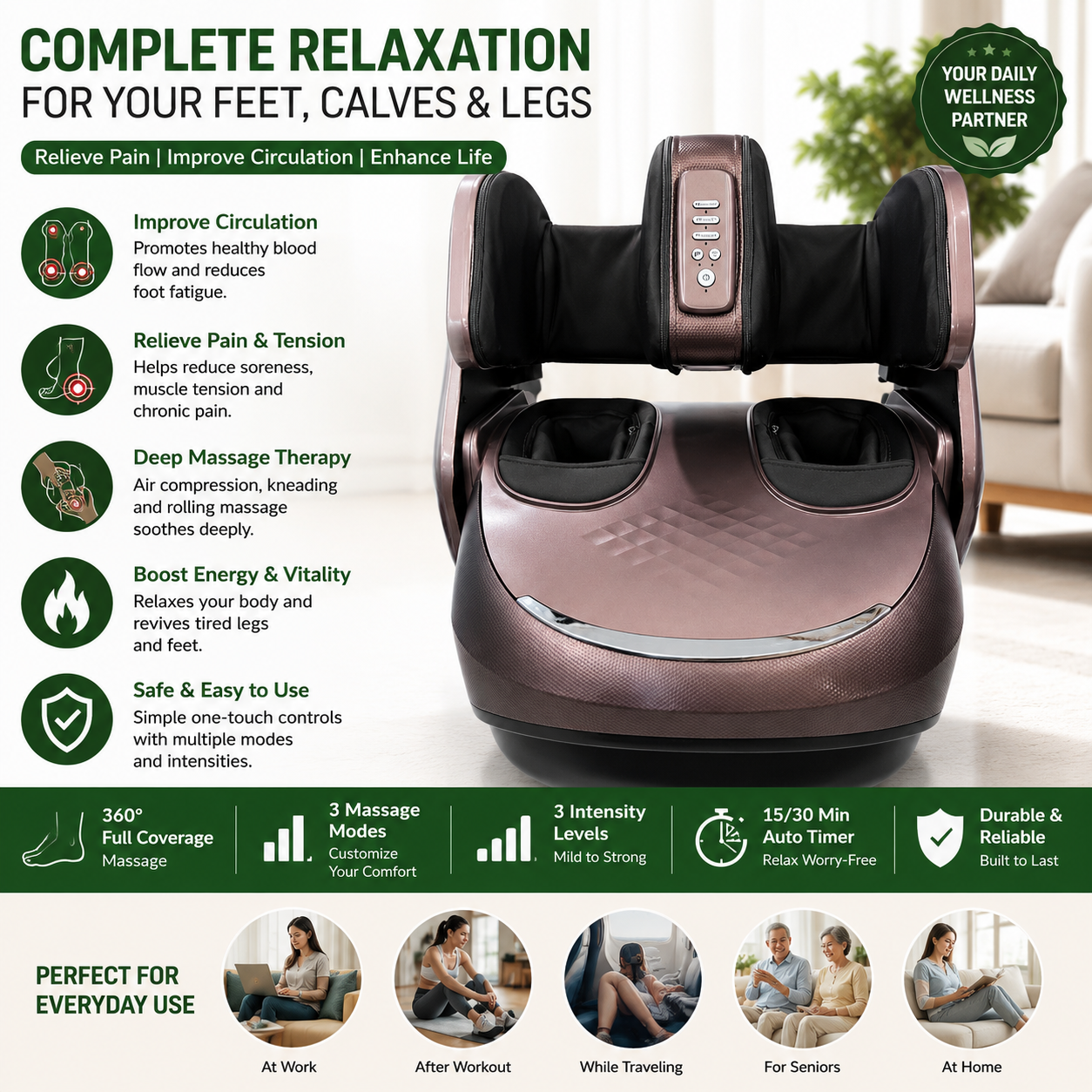 Leg & Foot Air Compression Massager - Gallery