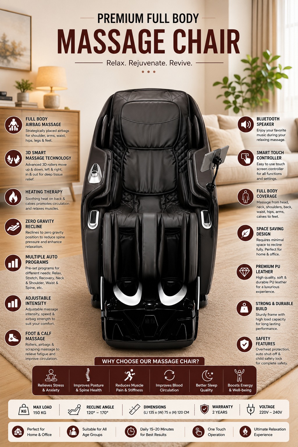 TENS ULTRA LUXURY 7D MASSAGE CHAIR - Gallery