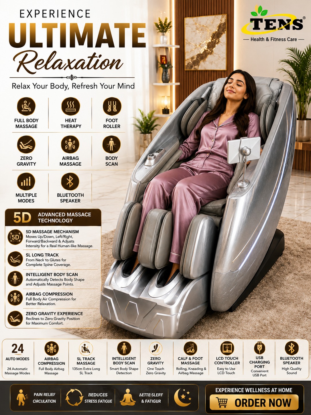 TENS ULTRA LUXURY 5D MASSAGE CHAIR - Gallery