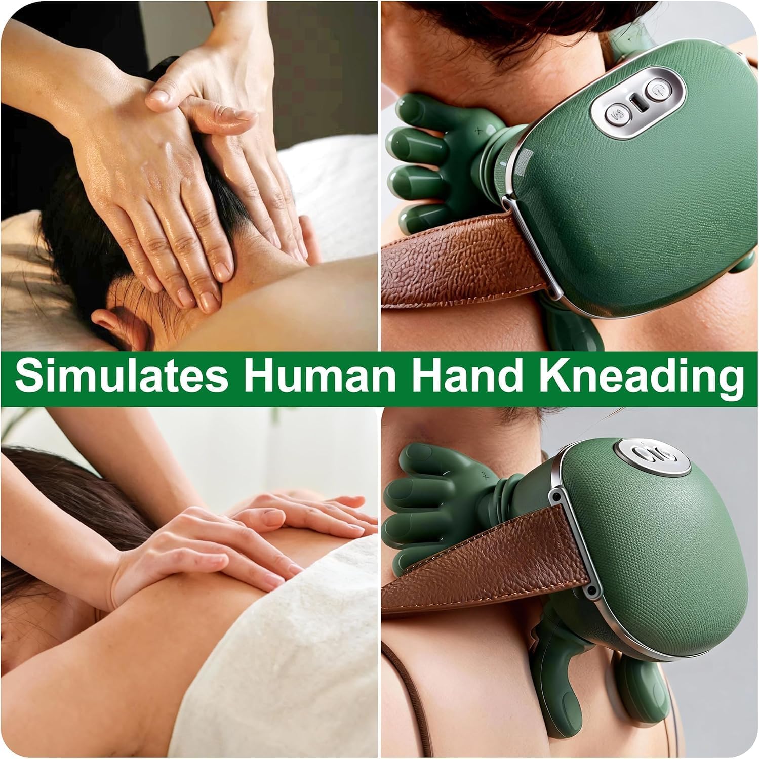 Tens Heated Cervical Neck Massager Wireless Portable Shiatsu Neck and Back Massager Electric Deep Tissue 4D Kneading Massage Simulated Hand Design for Pain Relief and Muscle Relax - Gallery
