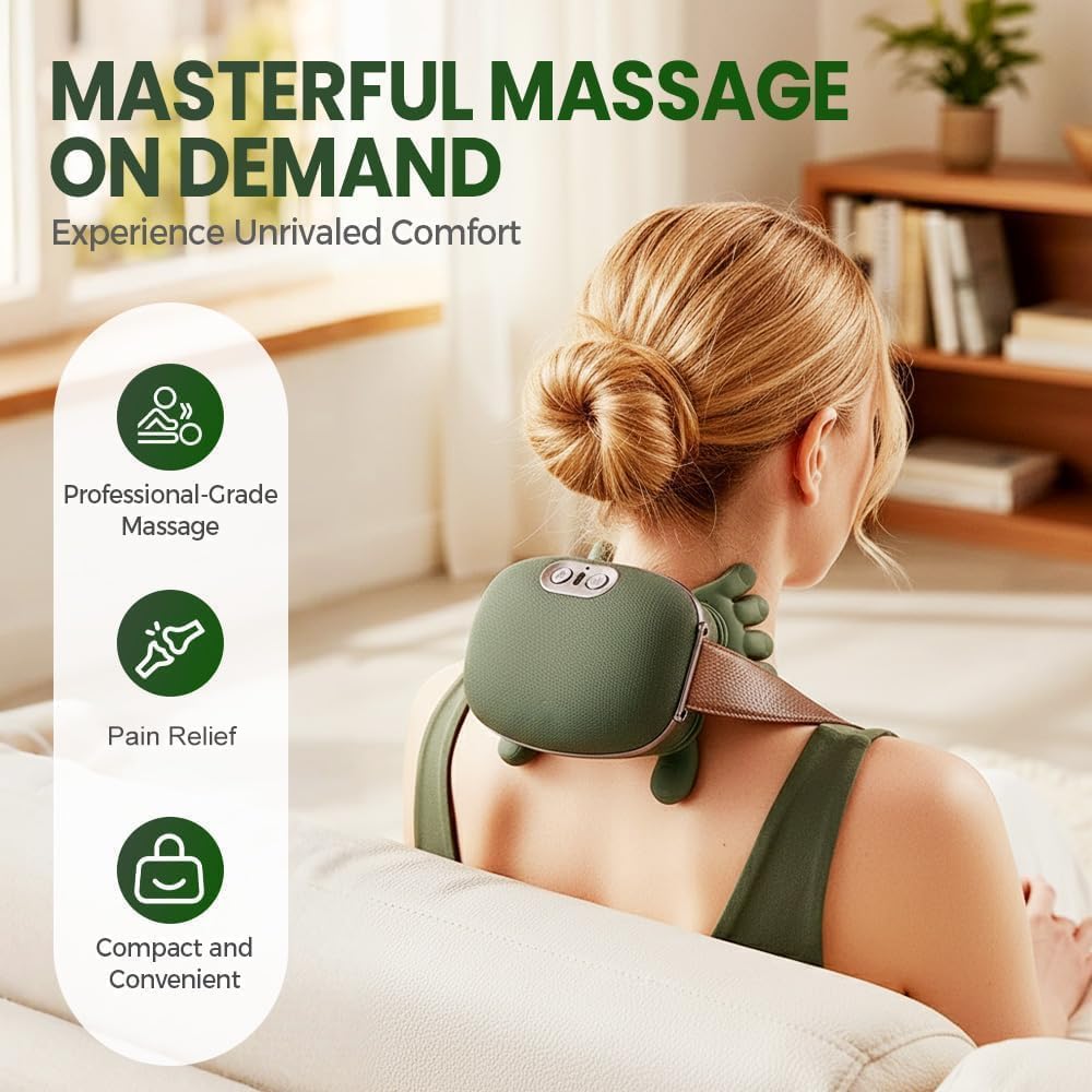 Tens Heated Cervical Neck Massager Wireless Portable Shiatsu Neck and Back Massager Electric Deep Tissue 4D Kneading Massage Simulated Hand Design for Pain Relief and Muscle Relax - Gallery